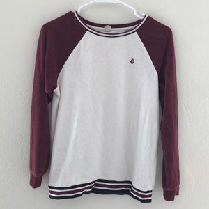 Volcom velour baseball pullover maroon + Cream XS